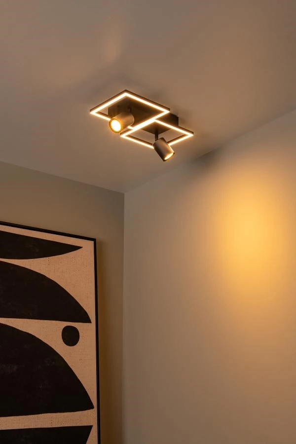 Lucide ARIANNE - Flush ceiling light - LED - 2xGU10 - Black - atmosphere 2